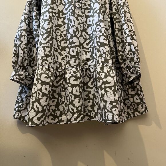Elizabeth and James Olive Leopard Poplin Dress XL - Picture 6 of 15